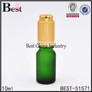 High Performance 
 matte green color glass essential oil bottle with gold press pump dropper 10ml 30ml 50ml Factory in Paris