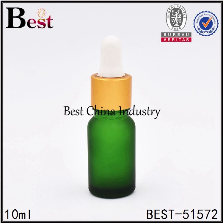 11 Years Factory wholesale
 matte frosted green color glass bottle with gold dropper top 10ml 30ml Wholesale to Greece
