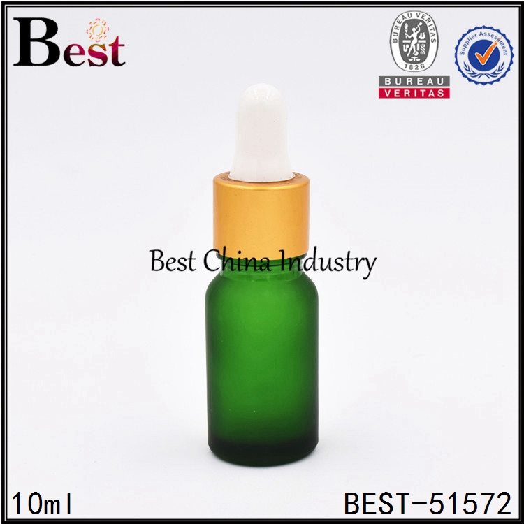 Cheap PriceList for
 matte frosted green color glass bottle with gold dropper top 10ml 30ml Supply to Madras