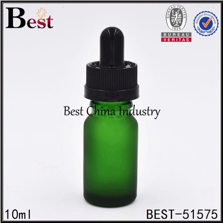 Factory Cheap
 frosted green cosmetic glass dropper bottle with child proof cap Factory in Belgium