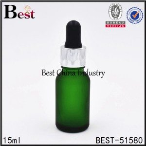 Big Discount
 frosted green color glass bottle with aluminum dropper top 15ml 0.5oz Wholesale to French