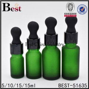 empty frosted green cosmetic dropper bottle 5 10 15 30ml