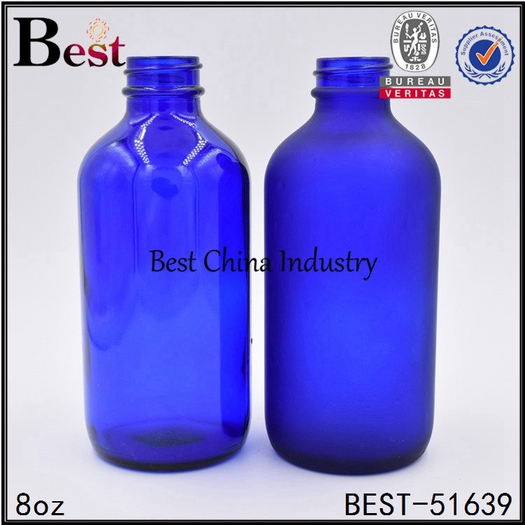 Factory wholesale
 amber green blue frosted cosmetic Boston glass essential oil bottle 8oz Factory from Sao Paulo