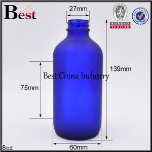 ambre bleu vert verre givré cosmétiques Boston bouteille d'huile essentielle 8 oz