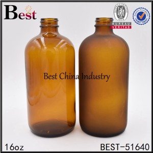 amber brown cosmetic Boston bottle for essential 16oz