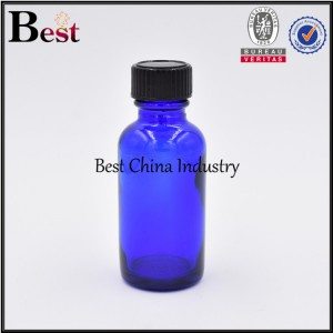 clear frosted green blue cosmetic Boston glass bottle with brush cap 1oz 2oz