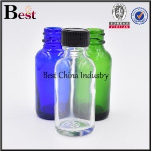 2016 High quality
 clear frosted green blue cosmetic Boston glass bottle with brush cap 1oz 2oz Factory in Bhutan
