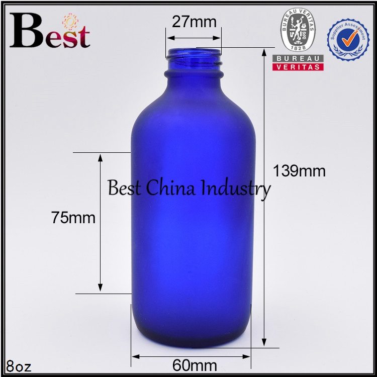 Fast delivery for
 empty cosmetic clear frosted blue glass Boston bottle 8oz Factory in Nairobi
