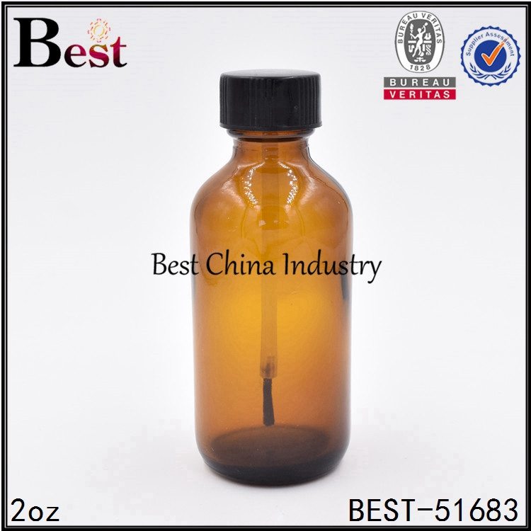 8 Years Factory
 cosmetic amber color glass bottle with brush cap 2oz 60ml Factory for Rotterdam