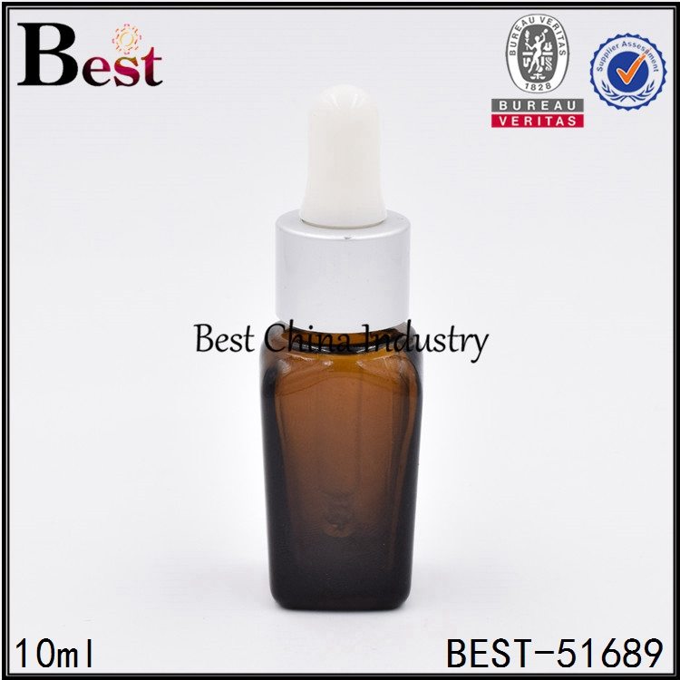 15 Years Factory
 square glass bottle with silver aluminum dropper for cosmetic essence 10ml 50ml Factory in Karachi