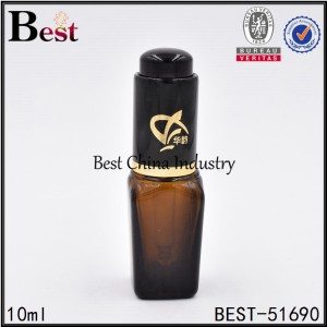 cosmetic square glass bottle with press dropper cap 10ml 25ml 50ml