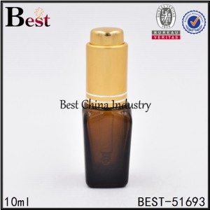 cosmetic amber color glass bottle with press pump dropper 10ml