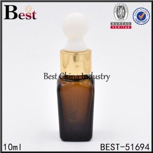 cosmetic square shape glass bottle with dropper cap for essential 10ml