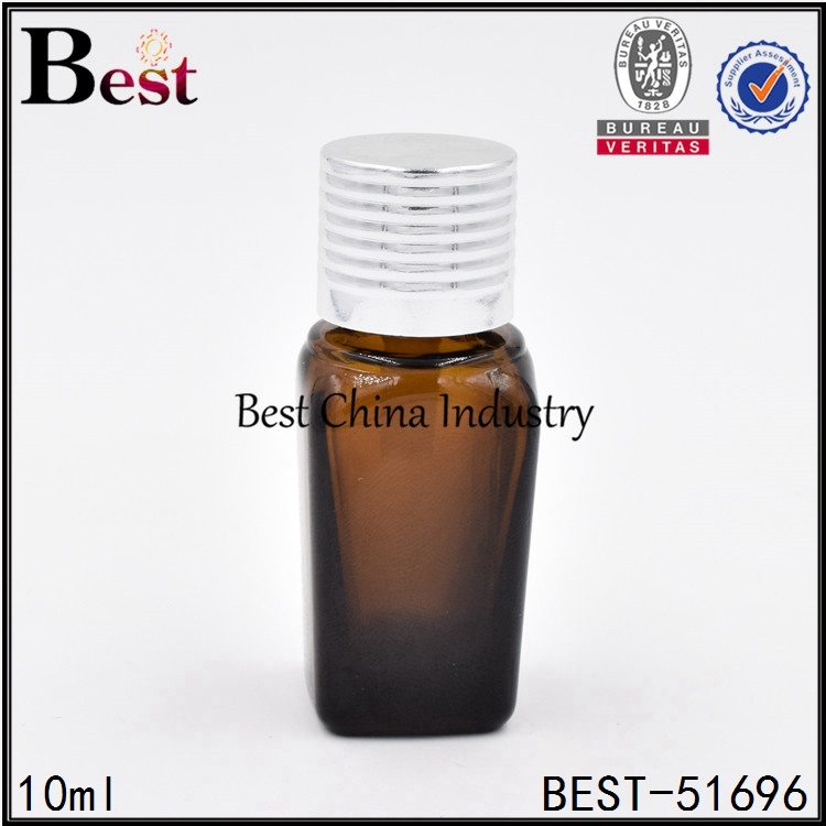 10 Years Factory
 square shape glass essential oil bottle with aluminum cap in Cape Town