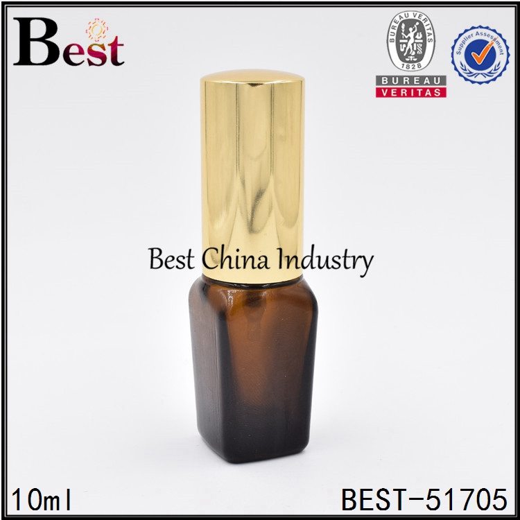 Factory For
 empty square shape glass essential oil bottle with mist sprayer 10ml in USA