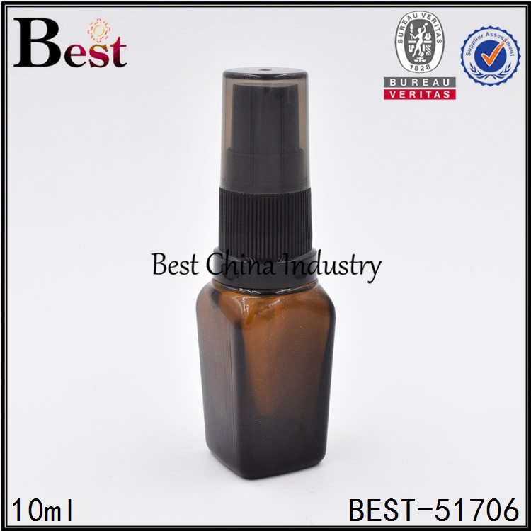 New Fashion Design for
 square amber glass bottle with black plastic sprayer cap 10ml Factory in Indonesia