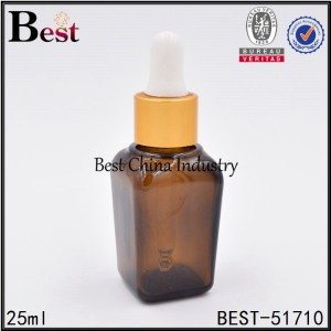 amber square glass bottle with dropper 25 ml