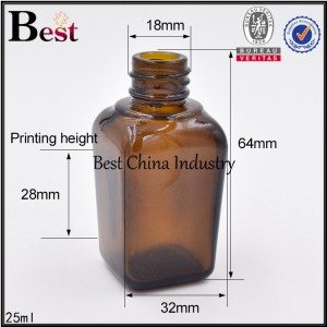 amber botol kaca persegi dengan pipet 25 ml