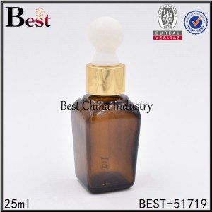 brown square glass bottle with dropper 25 ml