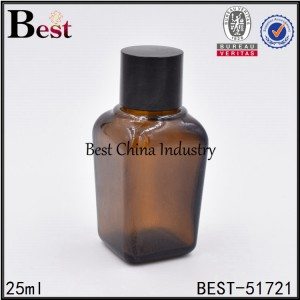 empty cosmetic square shape glass essential oil bottle for sell 25ml