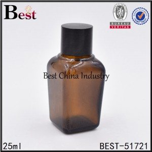 Professional High Quality
 empty cosmetic square shape glass essential oil bottle for sell 25ml Factory in Niger