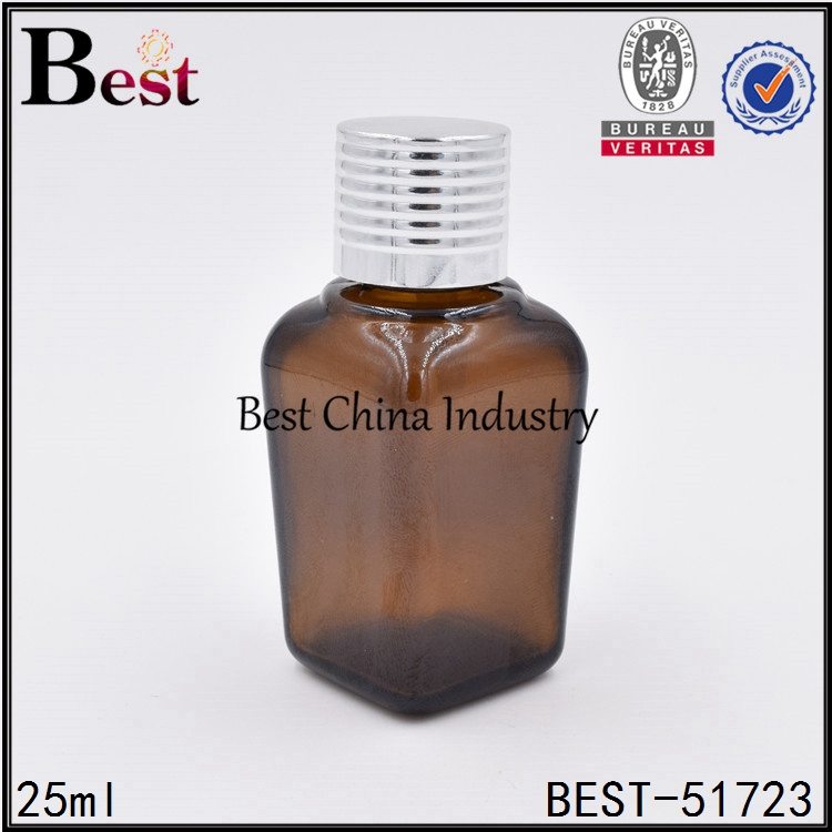 Wholesale 100% Original
 amber color square shape glass bottle for cosmetic 25ml Supply to Pakistan