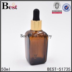 cosmetic square glass dropper bottle for sell 50ml