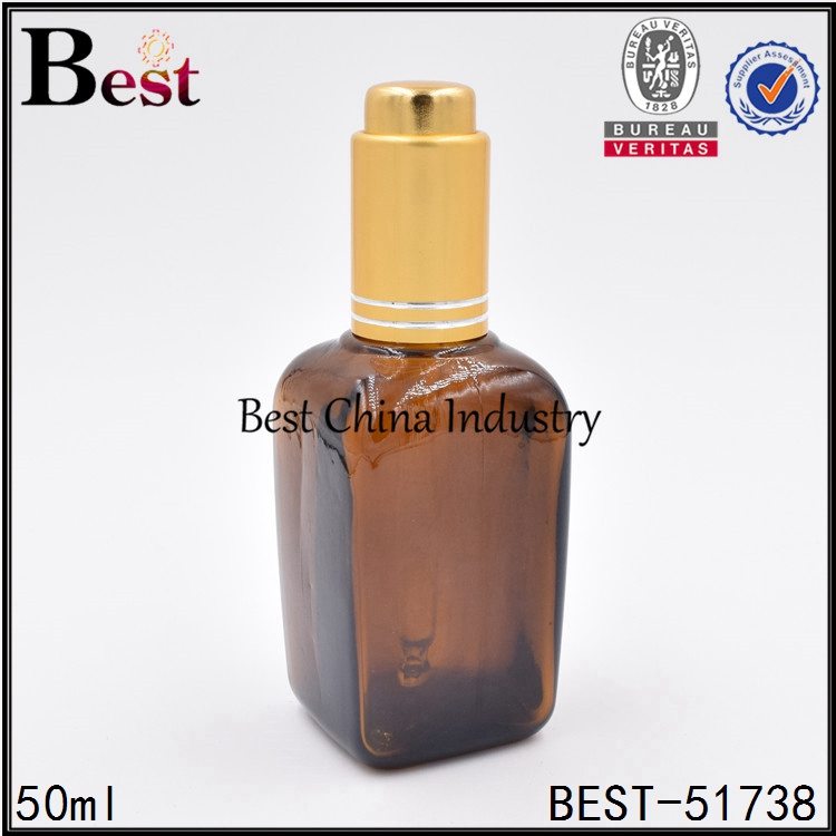 Customized Supplier for
 amber color square glass bottle with press pump dropper top 50ml Factory in Sudan