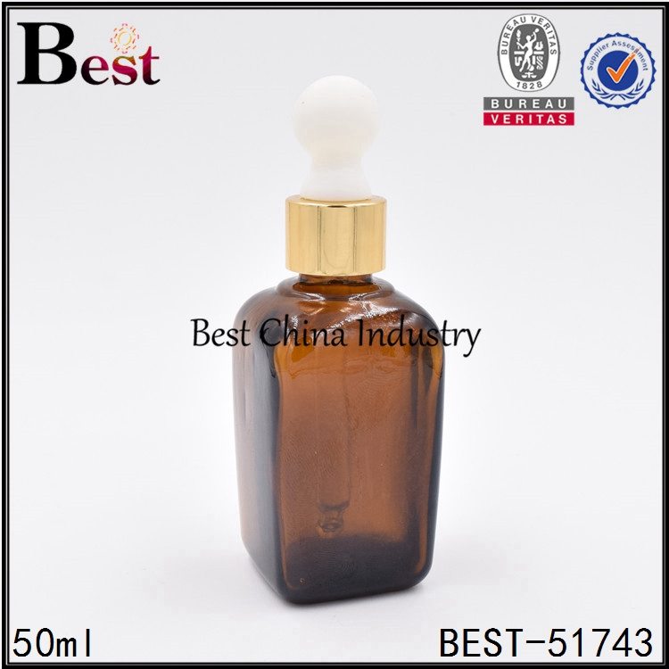 18 Years Factory offer
 special square glass bottle amber color with dropper top for cosmetic Supply to Angola