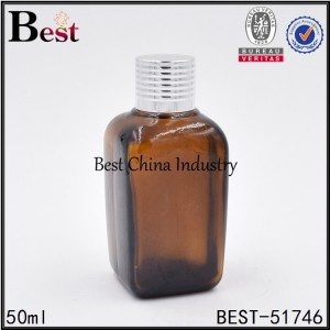 amber glass bottle with aluminum screw on lid 50 ml