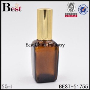 brown square glass bottle with sprayer 50 ml