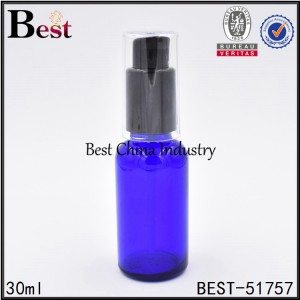 blue pink color glass bottle with lotion pump 30ml 1oz