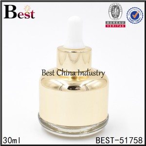 Lowest Price for
 gold color cosmetic glass dropper bottle for serum 30ml 1oz Wholesale to Moscow