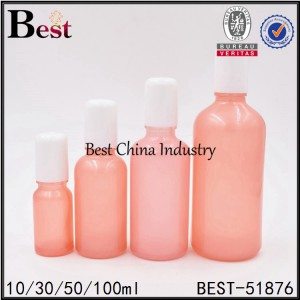 pink color cosmetic glass bottle with roller 10ml 30ml 50ml 100ml