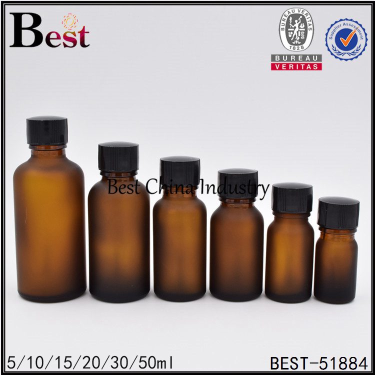 Factory Promotional
 frosted amber brown glass bottle with brush cap 5ml 10ml 15ml 20ml 30ml 50ml Factory in Uzbekistan