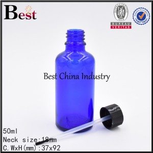 blue glass bottle with black brush cap 5ml 10ml 15ml 20ml 30ml 50ml