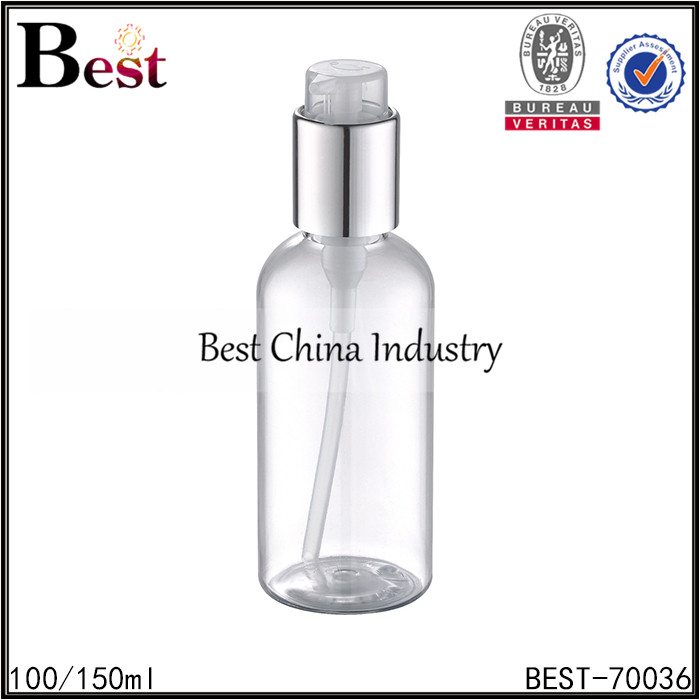 round clear PET bottle with white plastic serum 100/150ml