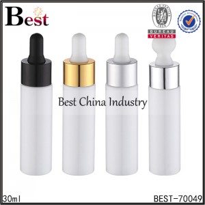 white travel size plastic bottle with gold aluminum dropper 30ml