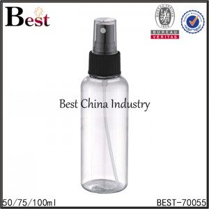clear PET bottle with white/black plastic sprayer 50/75/100ml