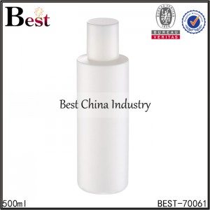 white PET plastic round bottle with screw cap 500ml