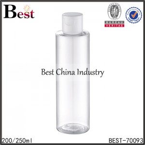 16 Years Factory
 clear round cosmetic PET bottle with flip top cap 200/250ml  Wholesale to Libya