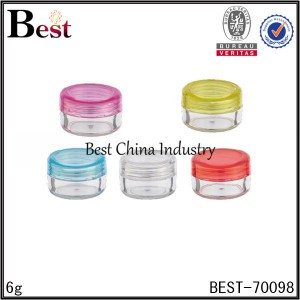 Newly Arrival 
 clear lip balm PET jar with colorful cap 6g  Factory in Russia