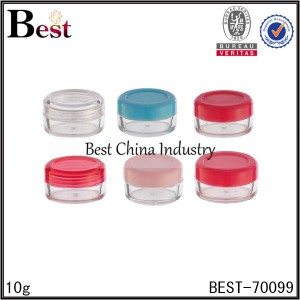mini round clear plastic jar with screw cap 10g