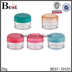 transparent PET plastic jar with colorful cap 20g