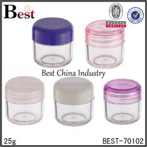 clear PET plastic jar with colorful cap 25g