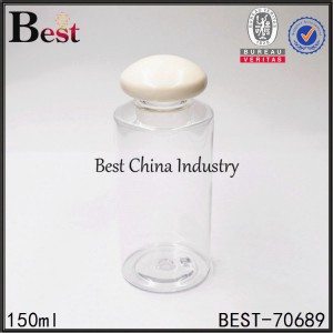 clear PEt plastic bottle with mushroom cap 100ml