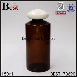 amber PET plastic bottle with mushroom cap 100ml