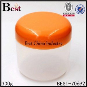 round PP plastic jar with orange plastic cap for gel mask 300g