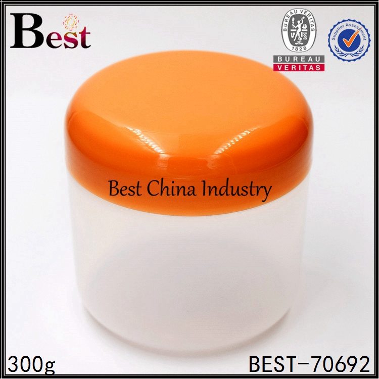 Factory directly supply
 round PP plastic jar with orange plastic cap for gel mask 300g Factory in Maldives