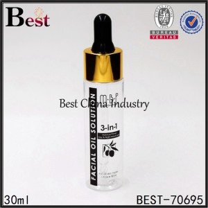 clear PET plastic dropper bottle with silk logo printing 30ml